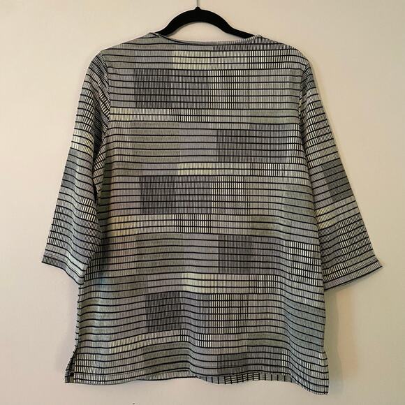 Chico's Navy White Striped Elbow Length Sleeve Top Women's size 1 / Medium / 8 - Picture 6 of 9